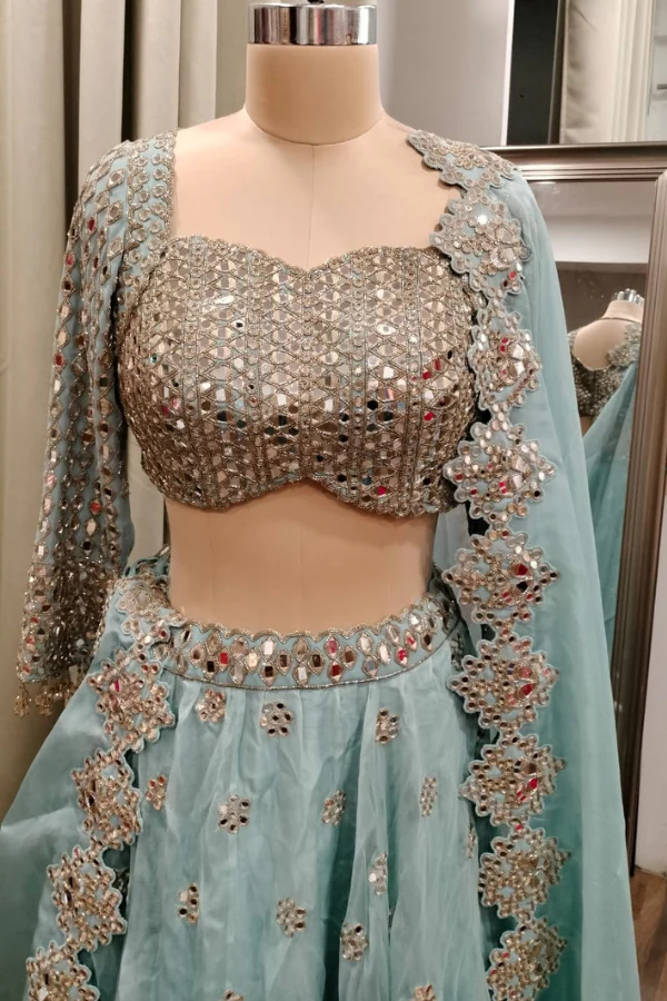 Baby blue Lehenga set - Image 4