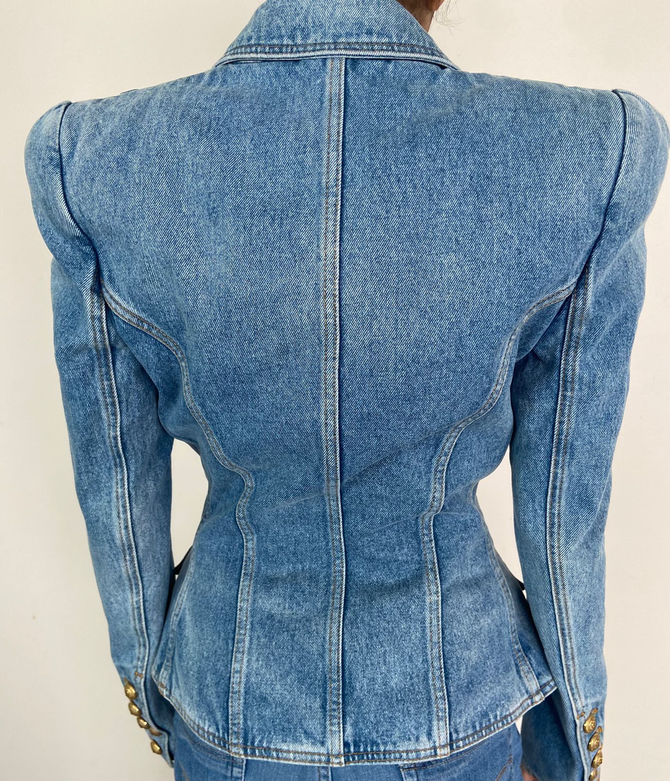 Balmain 6 Button Denim Blazer - Image 4