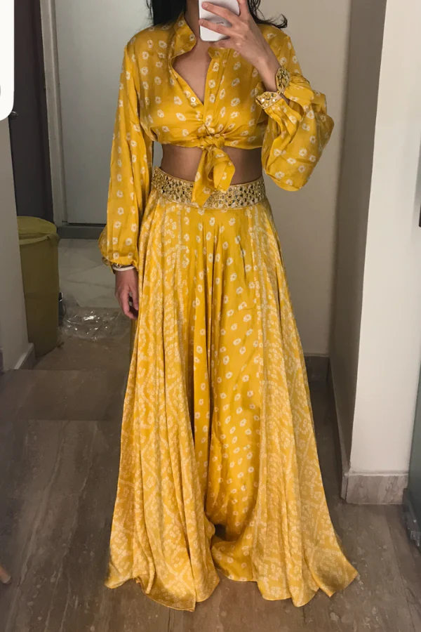 Bandhani shirt and lehenga set - Image 2