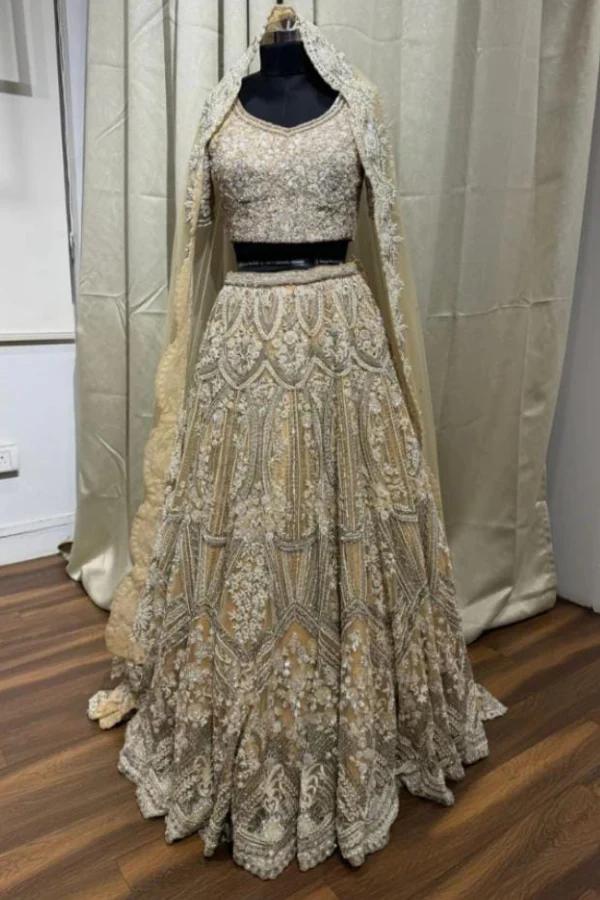 Beige Embroidered heavy lehenga set