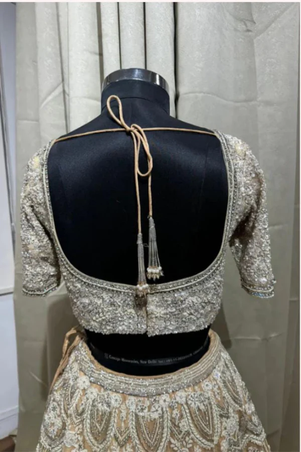 Beige Embroidered heavy lehenga set - Image 4