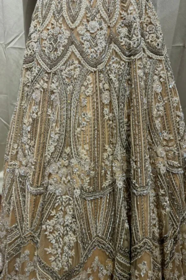 Beige Embroidered heavy lehenga set - Image 7
