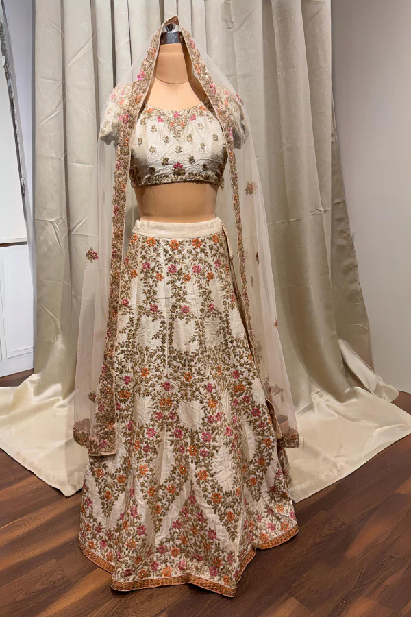 Beige embroidered lehenga set