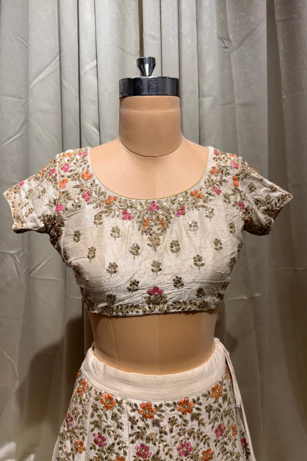 Beige embroidered lehenga set - Image 2