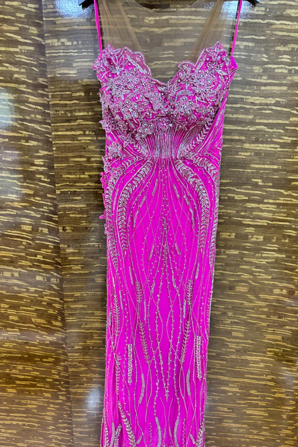 Bhawna Rao Hot Pink 3D Floral Embroidered Gown - Image 3