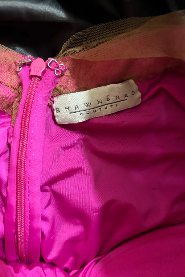 Bhawna Rao Hot Pink 3D Floral Embroidered Gown - Image 5