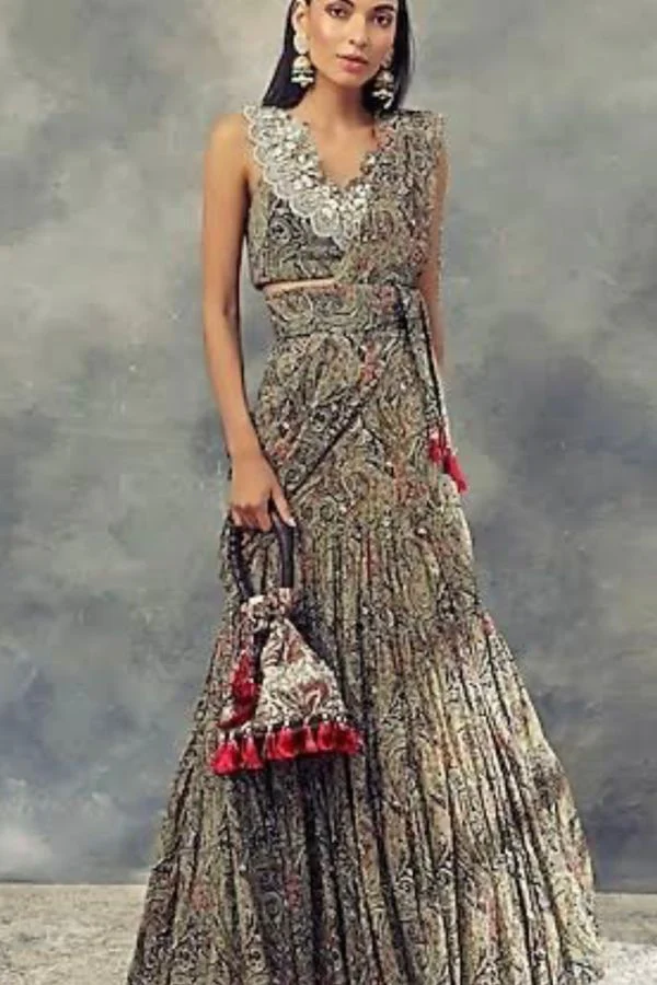 BHUMIKA SHARMA PRE - STITCHED SAREE SET