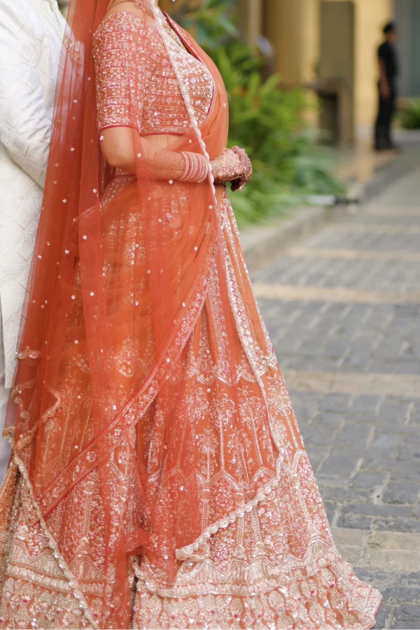 Bidani rust orange lehenga - Image 2