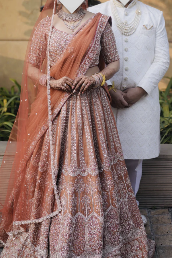 Bidani rust orange lehenga - Image 3