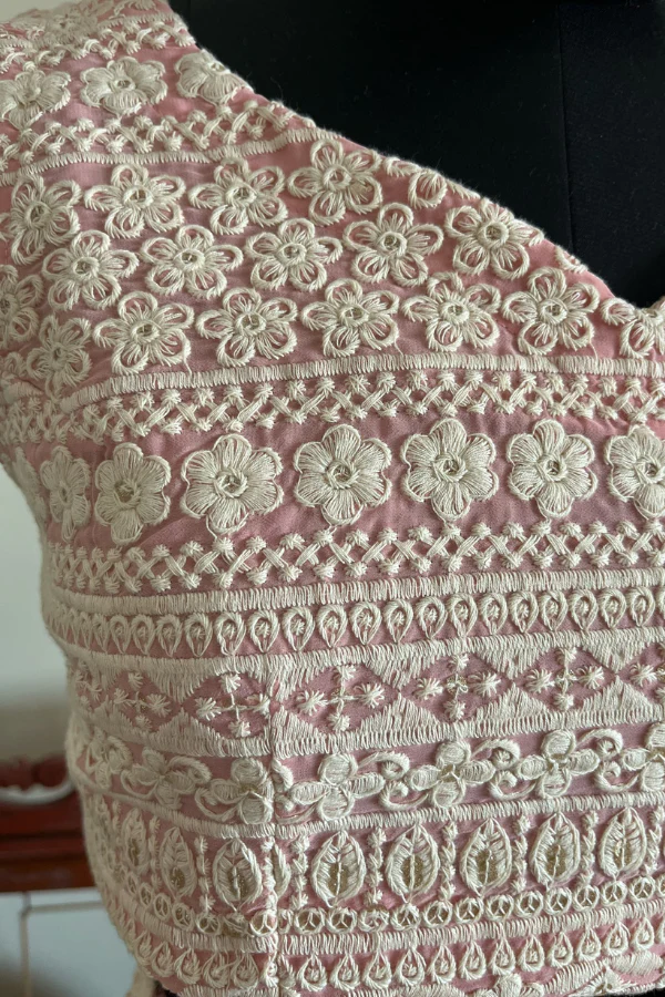 Pink belted lehenga saree set - Image 3