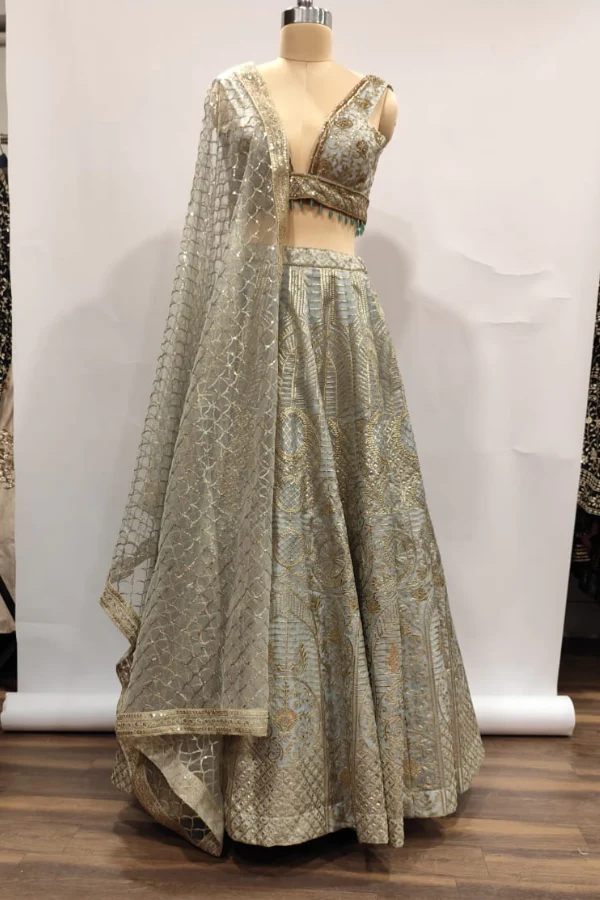 Blue and Gold Mist lehenga set - Image 3