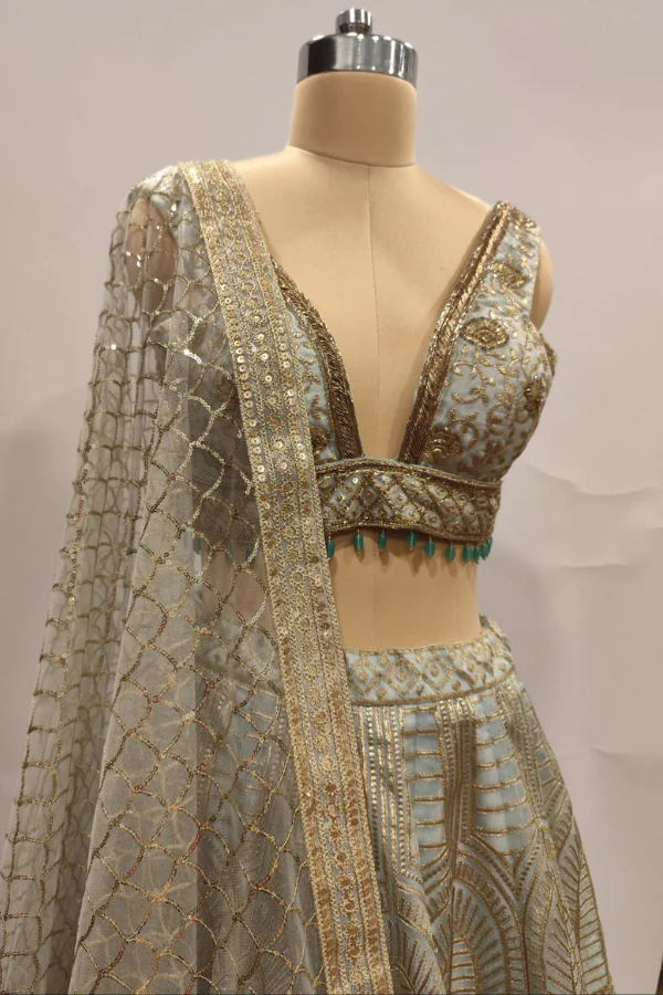 Blue and Gold Mist lehenga set - Image 4