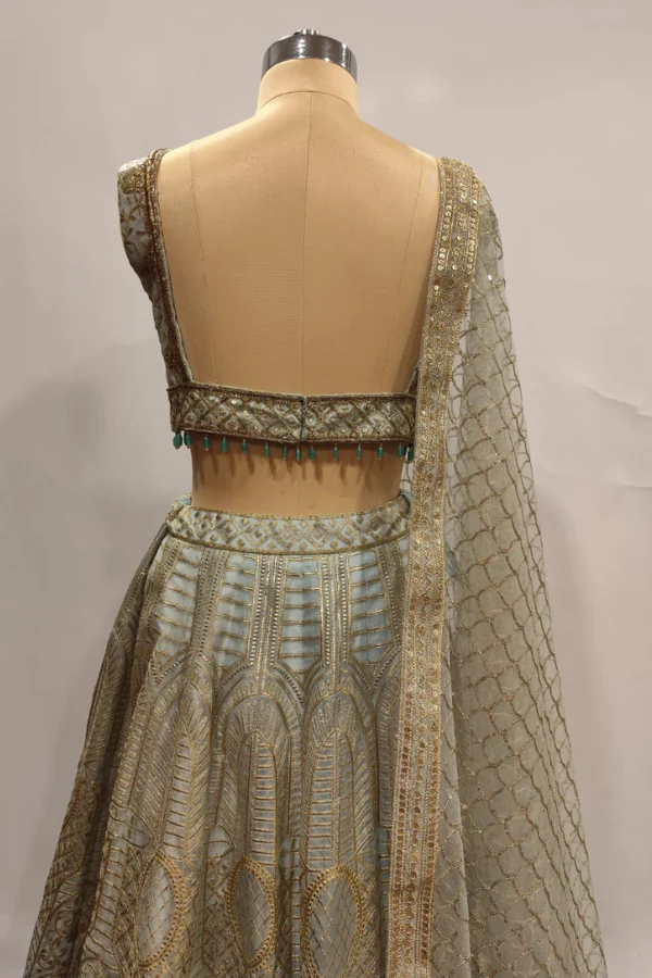 Blue and Gold Mist lehenga set - Image 5