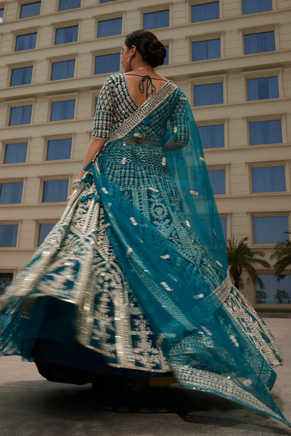 Blue and Silver lehenga set - Image 5