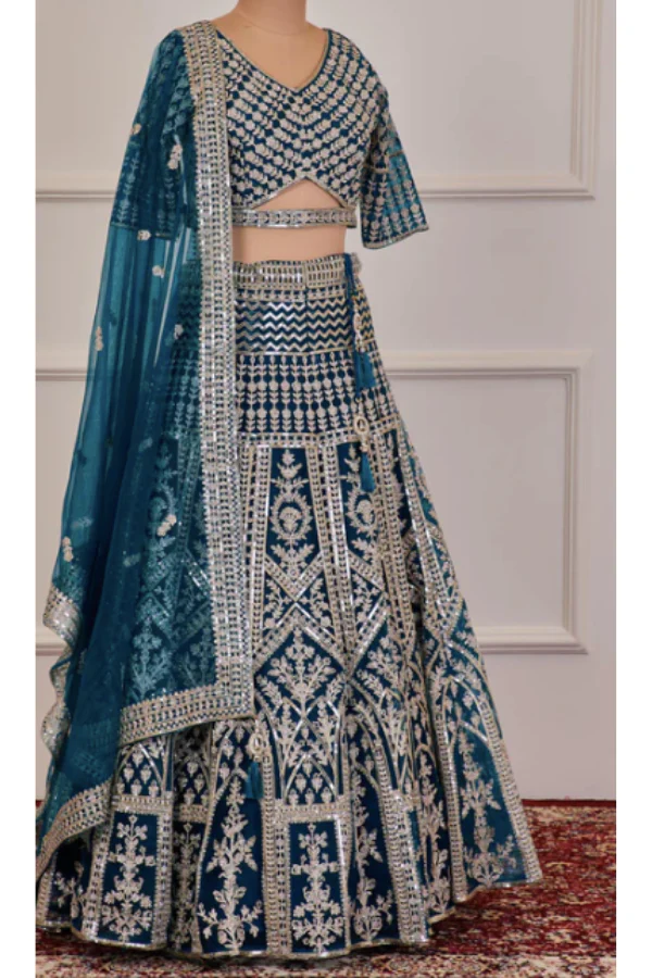 Blue and Silver lehenga set - Image 6