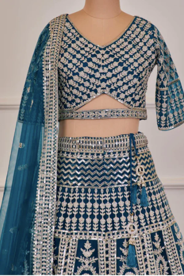 Blue and Silver lehenga set - Image 7