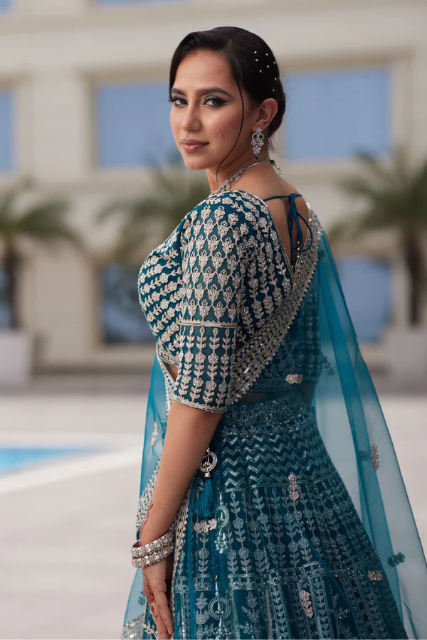 Blue and Silver lehenga set - Image 8