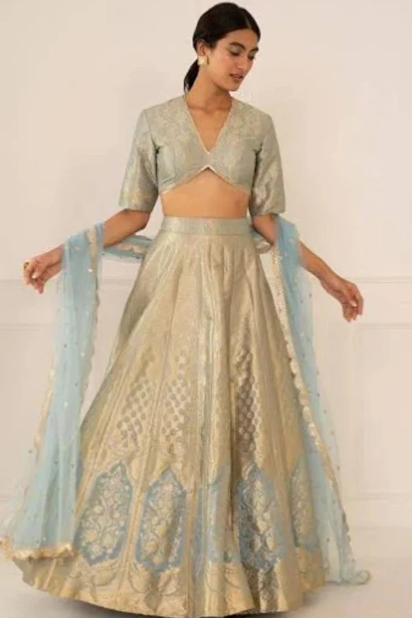 Blue banarsi lehenga set