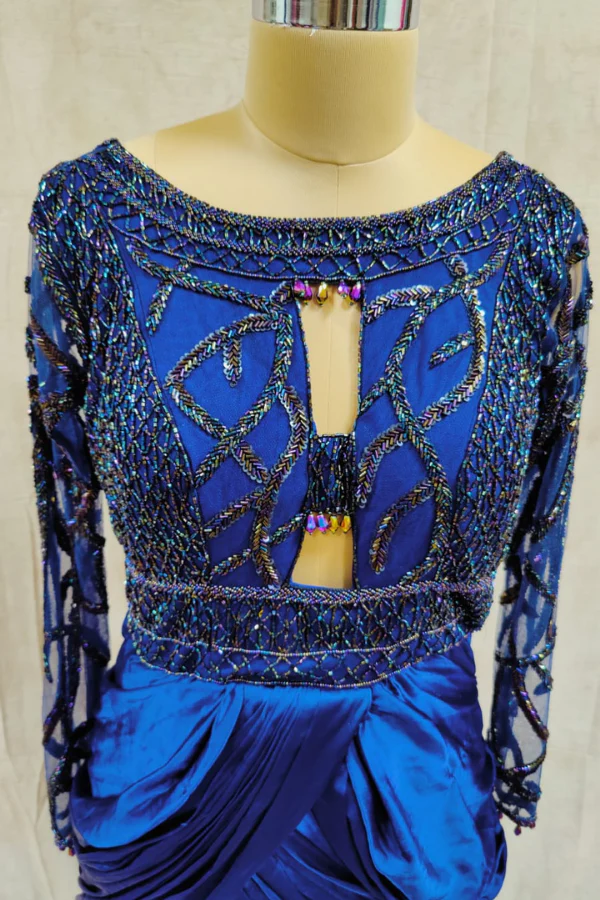 Cushy By Asma Blue Embellished Gown - Image 3
