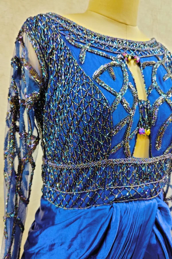 Cushy By Asma Blue Embellished Gown - Image 4