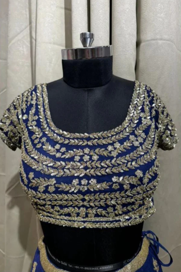 Blue Embroidered lehenga set - Image 3