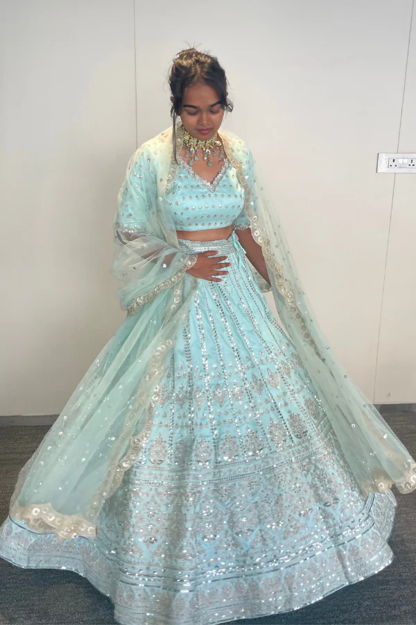 Blue embroidered lehenga set