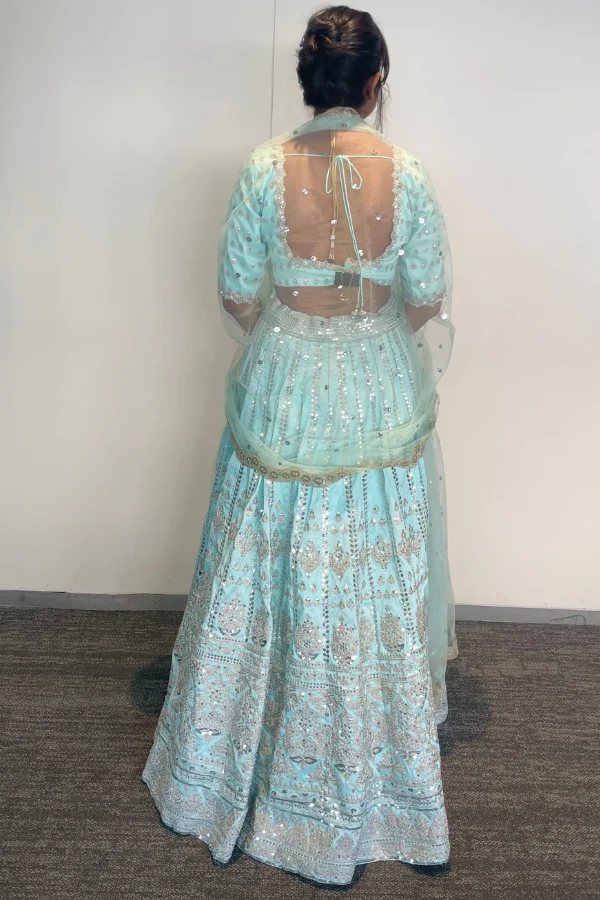 Blue embroidered lehenga set - Image 2