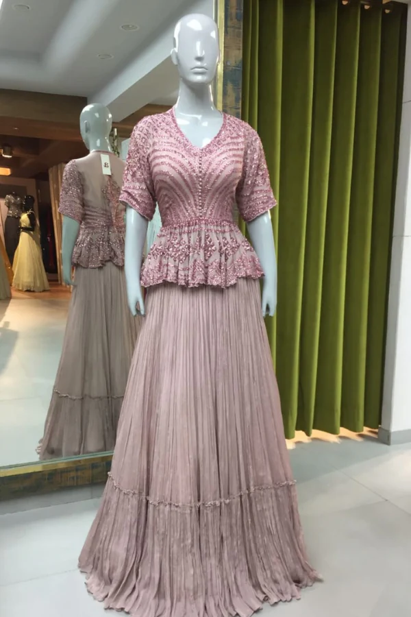 Pink peplum style lehenga set