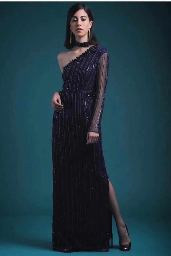 Blue One shoulder gown