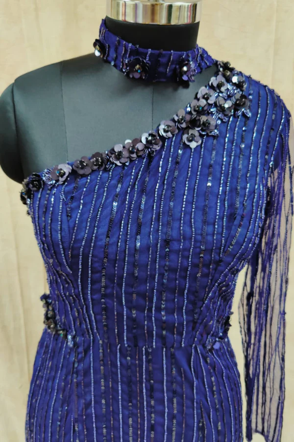 Blue One shoulder gown - Image 2