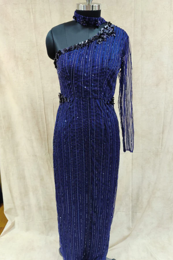 Blue One shoulder gown - Image 3