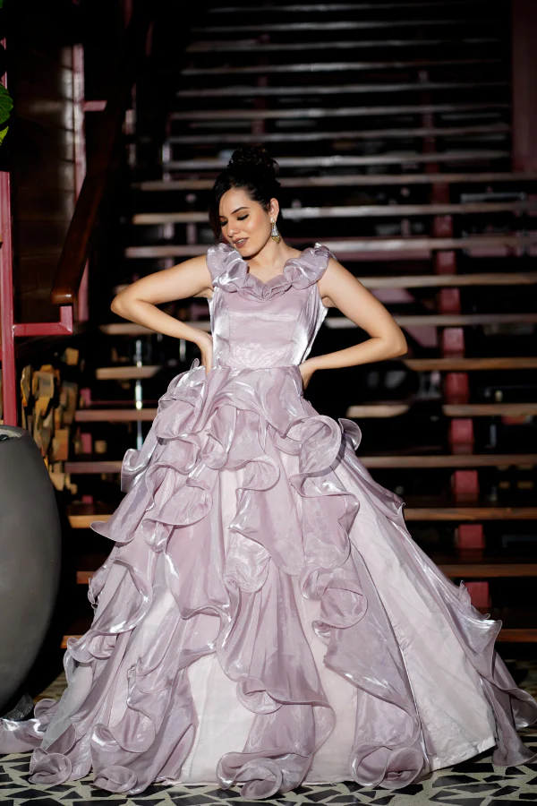 Blush pink ruffle gown - Image 2