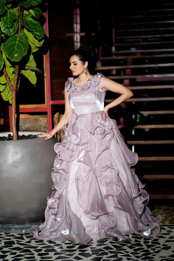 Blush pink ruffle gown - Image 3