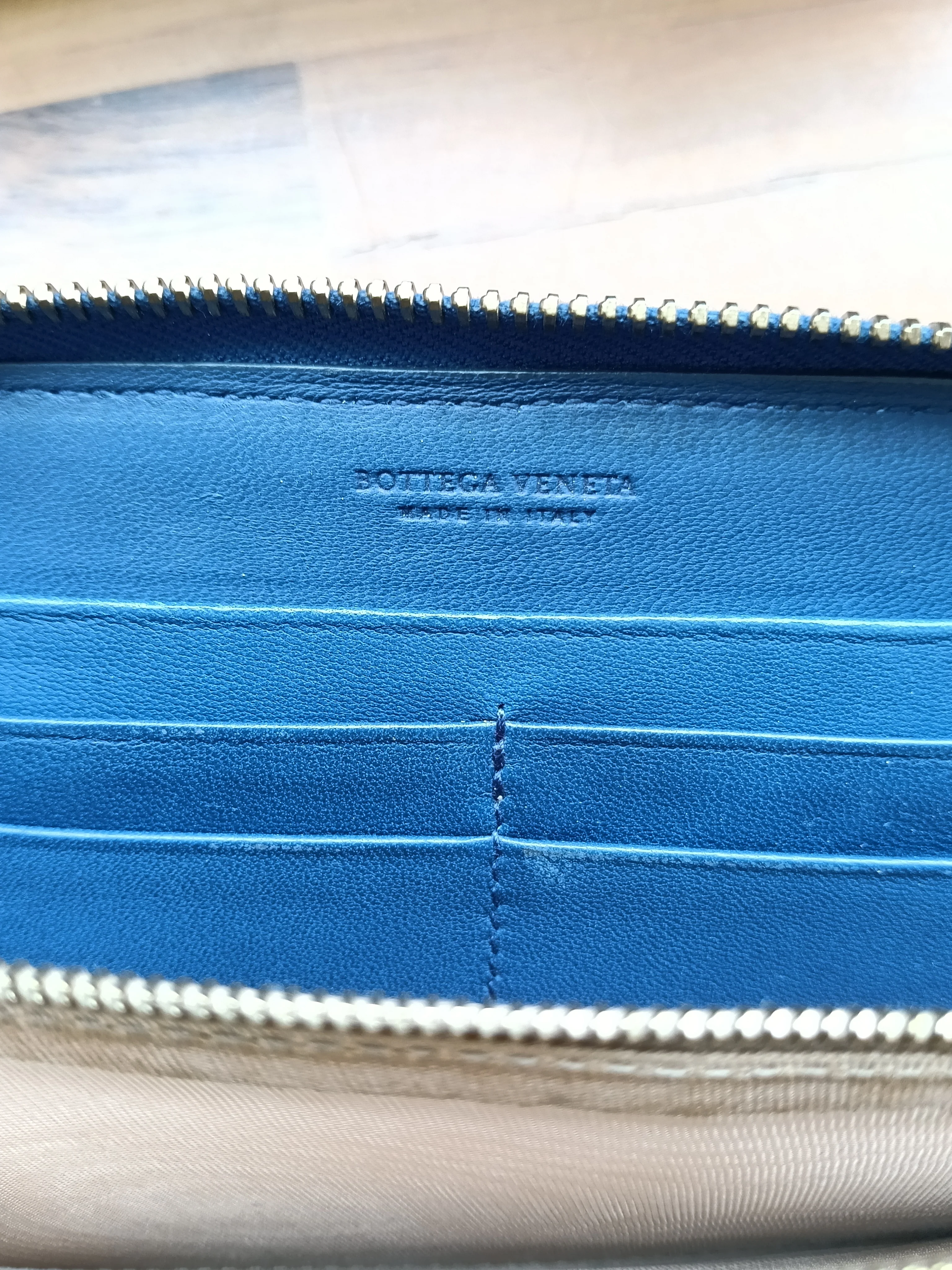 Bottega Veneta Blue Intrecciato Zip Around Wallet - Image 11