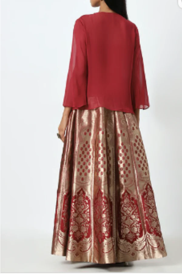 Brocade lehenga and top set - Image 2