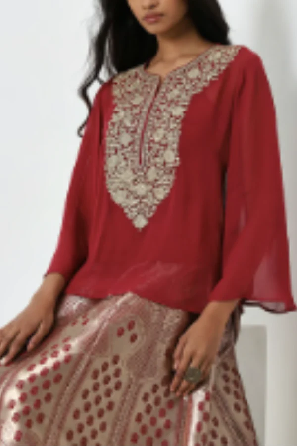 Brocade lehenga and top set - Image 3