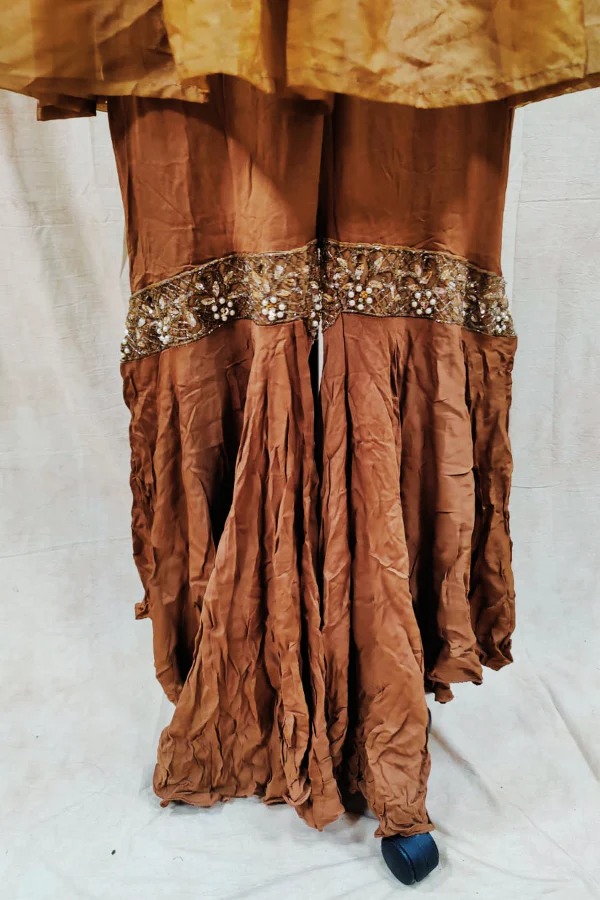 brown embellished sharara set - Image 7