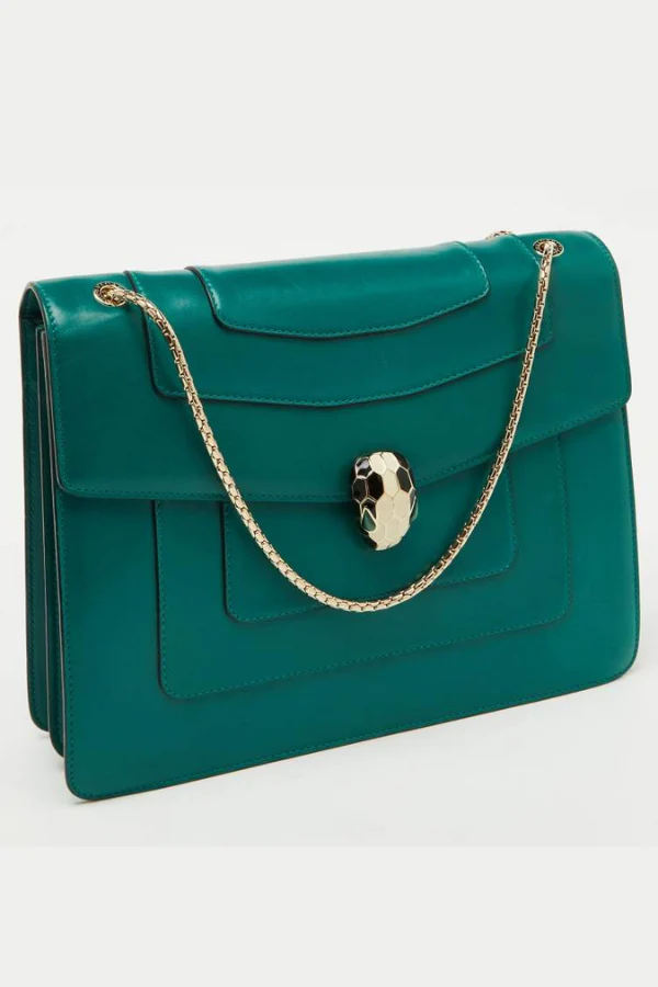 Bvlgari Green Leather Serpenti Forever Shoulder Bag - Image 3