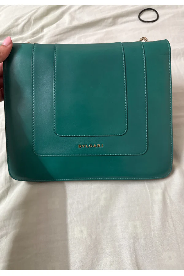 Bvlgari Green Leather Serpenti Forever Shoulder Bag - Image 6
