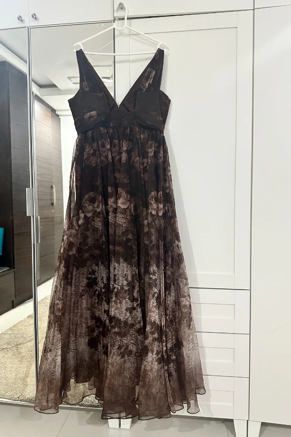Cedar & Pine Floral and text print organza gown - Image 4