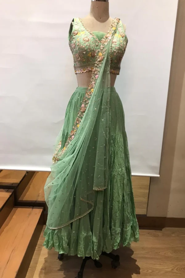 Chamee and Palak green lehenga set - Image 2