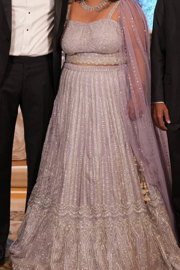 Chamee and Palak Lilac lehenga with cape - Image 2