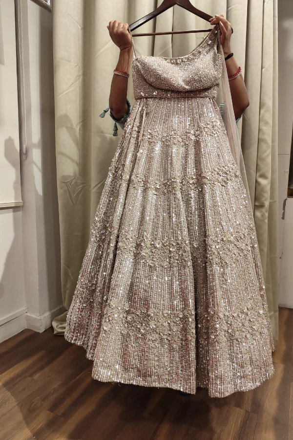 Champagne Sequin Lehenga Set - Image 2