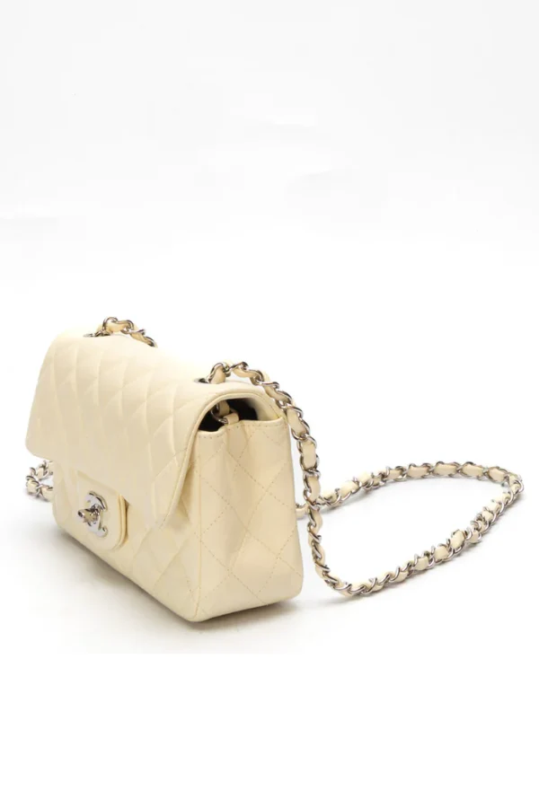 Chanel White Classic Mini Square Flap Bag - Image 2