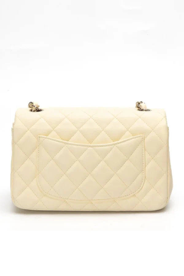 Chanel White Classic Mini Square Flap Bag - Image 3