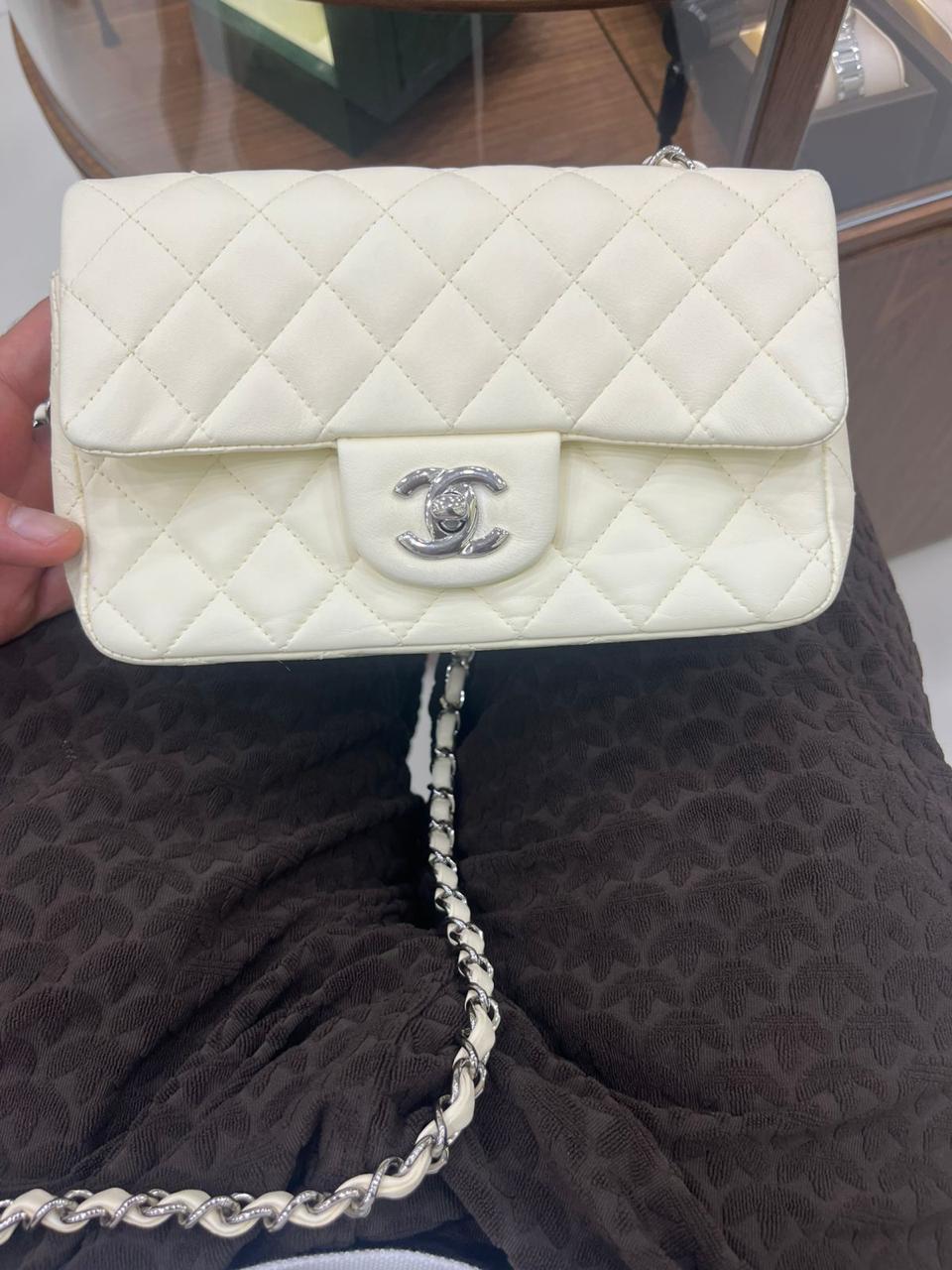 Chanel White Classic Mini Square Flap Bag - Image 4