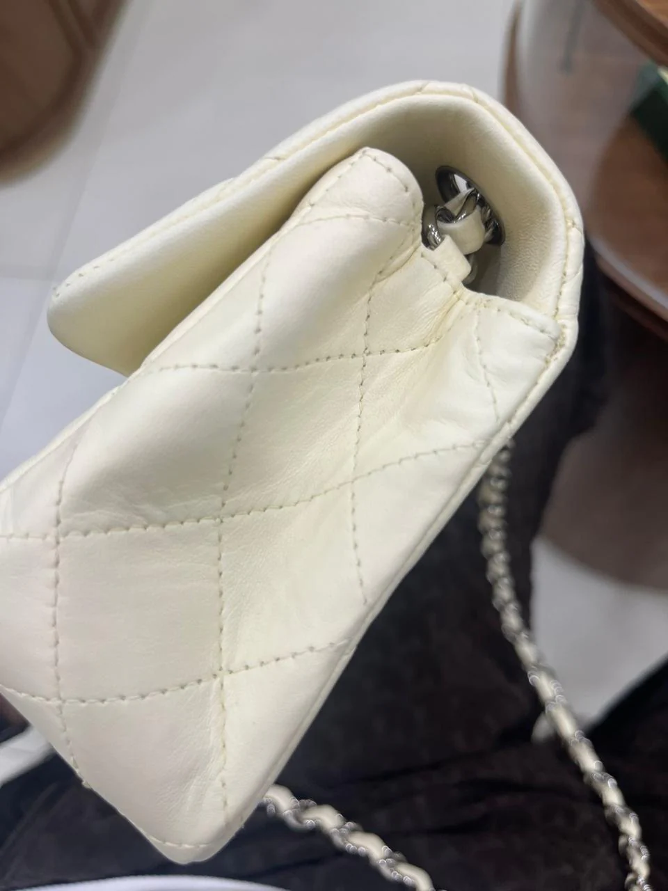 Chanel White Classic Mini Square Flap Bag - Image 7