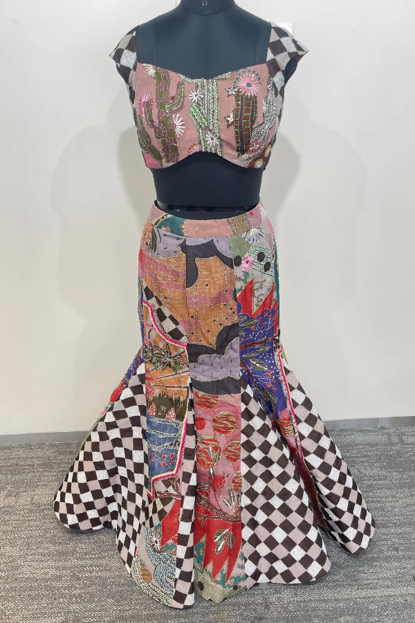 Checkered abstract print set