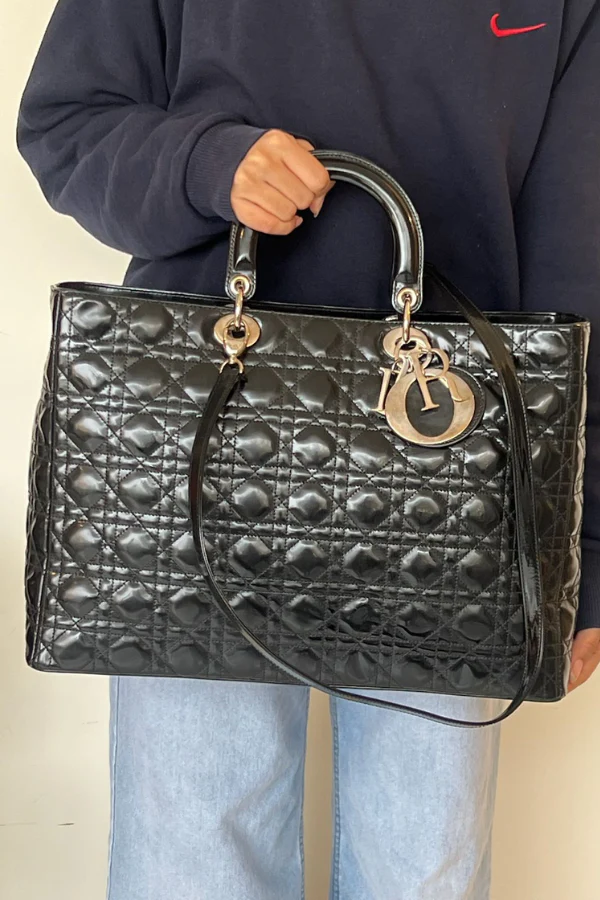 Christian Dior Cannage Lambskin Large Lady Dior Shoulder Bag - Image 3