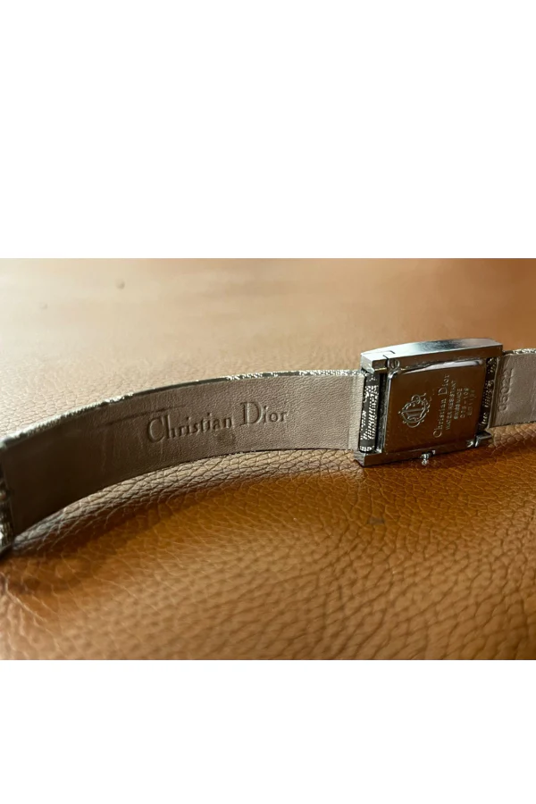 Christian Dior Silver Stainless Steel Leather Malice Women's Wristwatch - Image 4